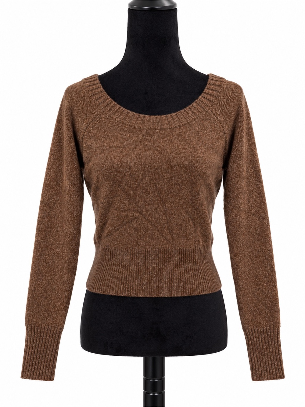 Vince 100% Cashmere Brown Scoop Neck Fitted Sweater Size Small